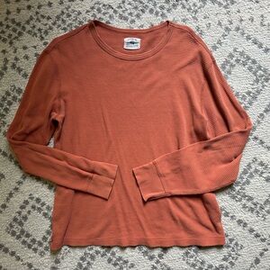 J Crew mens vintage thermal orange long sleeve shirt medium